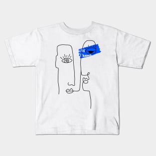 Abstract Picasso style One line art two face - C'est l'amour Kids T-Shirt